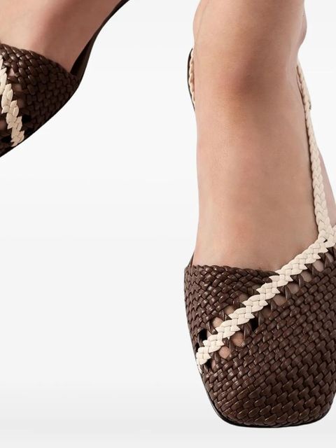 Hereu Rondaia wov-leather slingback flat pumps - Brown