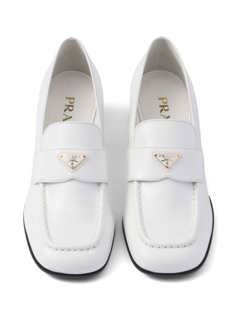 Prada 35mm brushed-leather loafers - White