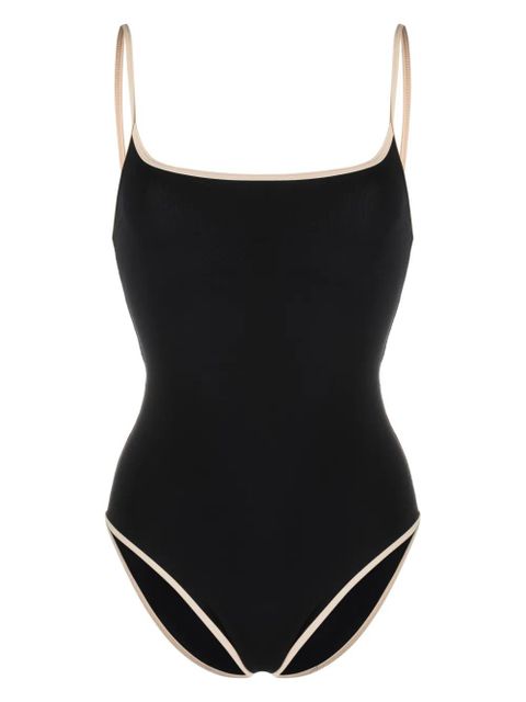 TOTEME striped-edge spaghetti-strap swimsuit - Black - zdjęcie produktu nr 1