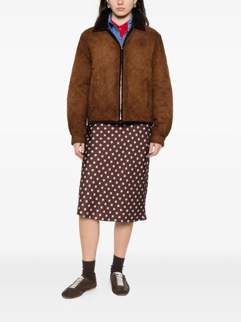 Miu Miu quilted-design corduroy-collar jacket - Brown - zdjęcie produktu nr 2