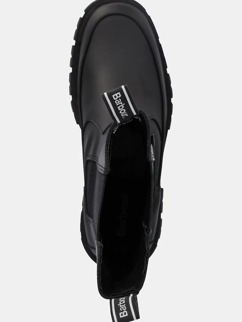 Barbour sztyblety skórzane Sidneigh damskie kolor czarny na platformie LFO0785BK31