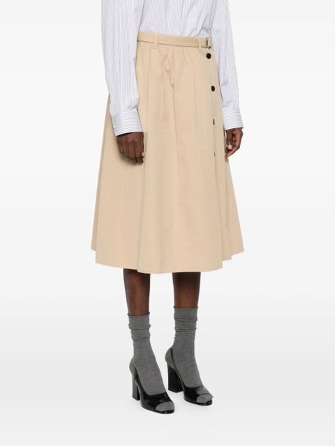 Prada button belted midi skirt - Neutrals