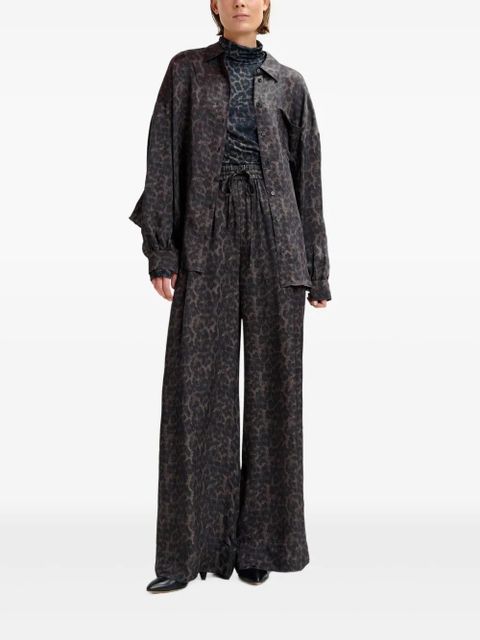 Essentiel Antwerp Ilorin leopard-print ruffled shirt - Black