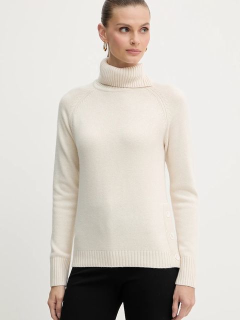 Silvian Heach sweter z domieszką wełny DIOUF damski kolor beżowy lekki z golfem GPA25232LU - zdjęcie produktu nr 1