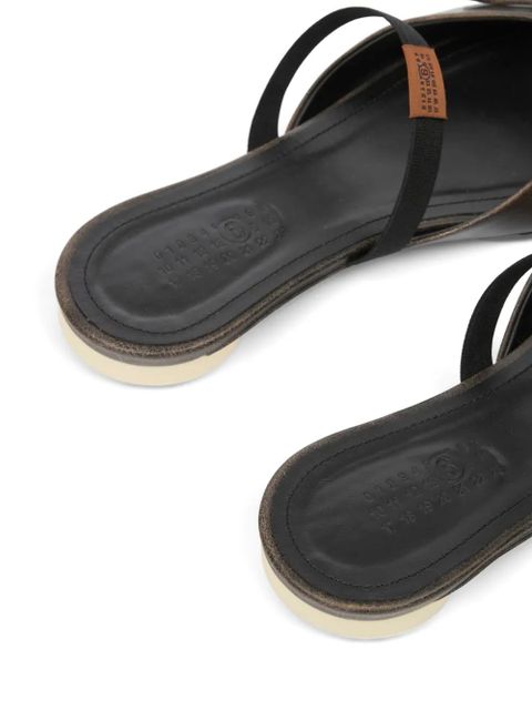 MM6 Maison Margiela square bow leather sandals - Brown