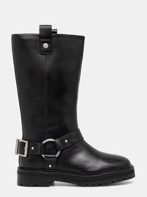 Barbour kozaki skórzane Freya damskie kolor czarny na płaskim obcasie LFO0779BK91 - zdjęcie produktu nr 1