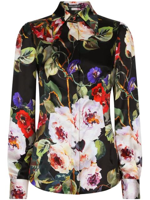Dolce & Gabbana floral-print long-sleeve shirt - Black - zdjęcie produktu nr 1