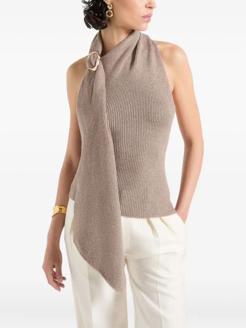 Manière De Voir Elodie knitted draped halterneck top - Brown