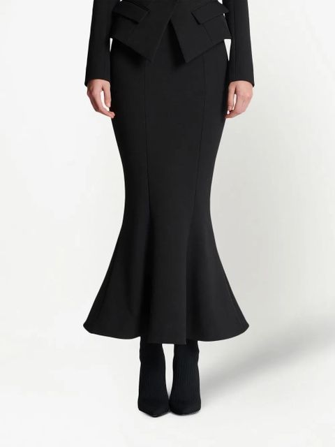 Balmain ruffled-hem midi skirt - Black