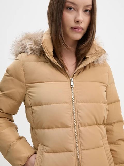 Tommy Hilfiger kurtka puchowa damska kolor beżowy zimowa WW0WW43234