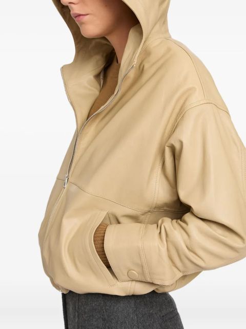 Yves Salomon hooded leather jacket - Neutrals
