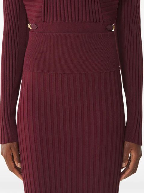 Lanvin ribbed elasticated-waistband midi skirt - Red