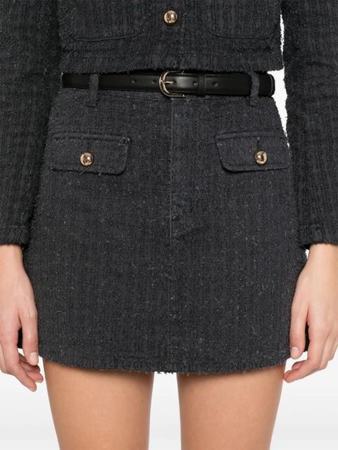 Self-Portrait textured denim mini skirt - Grey