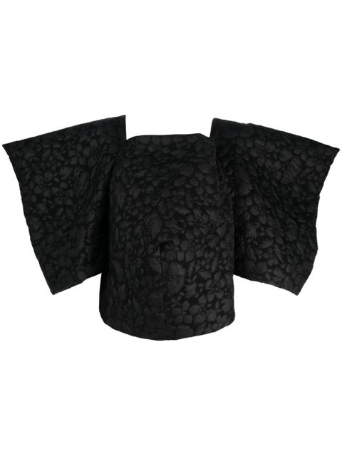 Comme Des Garçons patterned-jacquard wide-sleeves blouse - Black - zdjęcie produktu nr 1