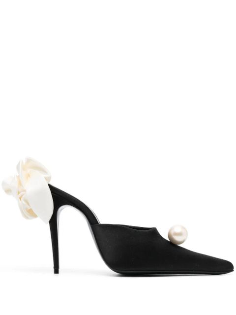 Magda Butrym faux-pearl embellished 110mm leather mules - Black - zdjęcie produktu nr 1