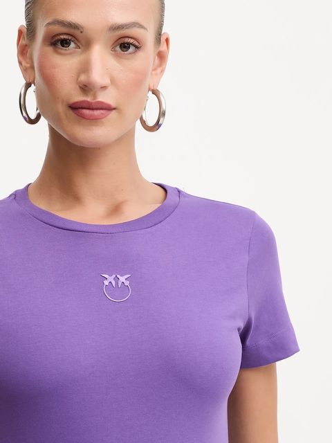 Pinko t-shirt bawełniany damski kolor fioletowy 100355 A2RD