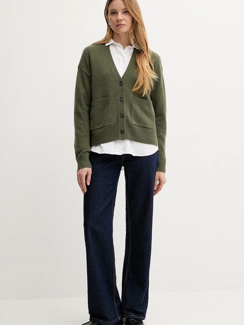 Polo Ralph Lauren kardigan wełniany damski kolor zielony 211914536