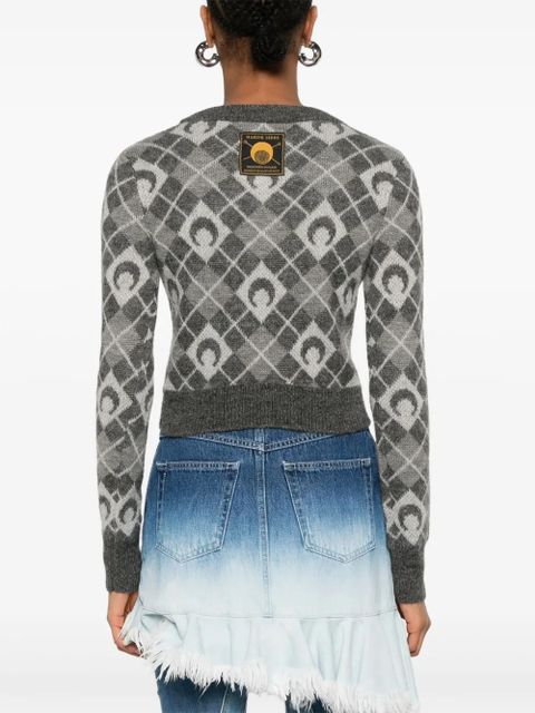 Marine Serre Moon argyle-knit sweater - Grey