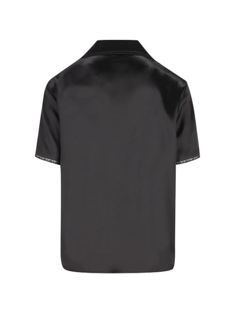 Saint Laurent lace-trim silk shirt - Black - zdjęcie produktu nr 2