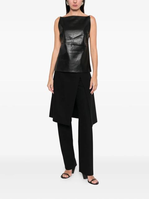 St. Agni square-neck leather top - Black