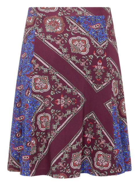 Rabanne paisley-print button-up skirt - V325 blue/burgundy