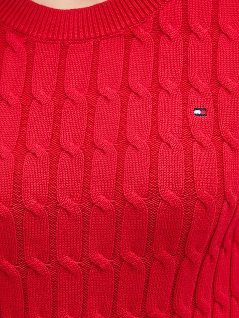 Tommy Hilfiger sweter bawełniany damski kolor czerwony z półgolfem WW0WW47644