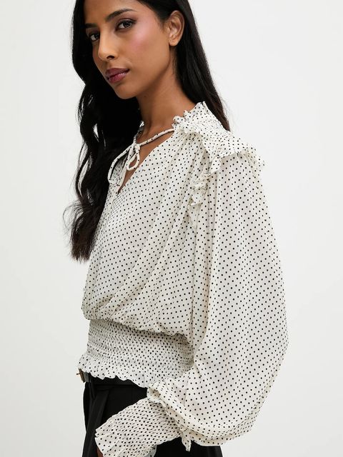 Answear.LAB bluzka damska kolor beżowy wzorzysta