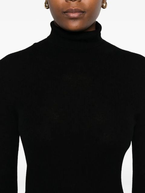 Maje ribbed high-neck top - Black