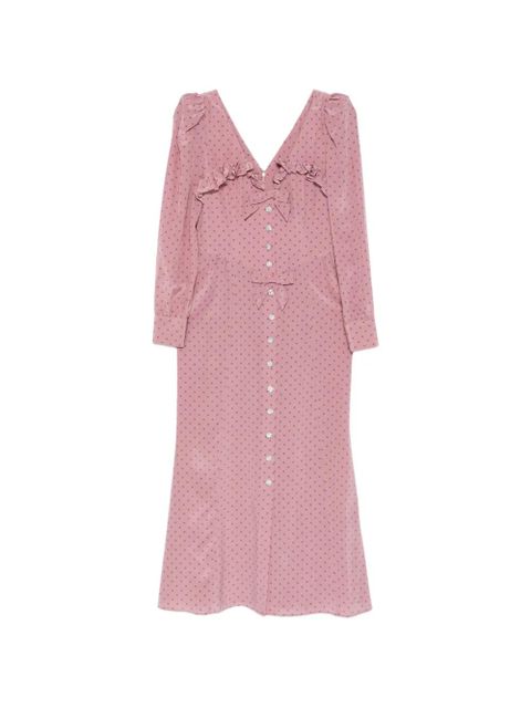 Alessandra Rich polka-dot ruffled midi dress - Pink - zdjęcie produktu nr 1