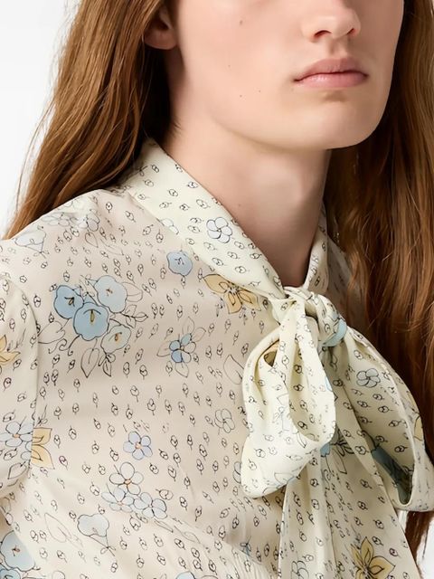 Miu Miu long crêpe de chine dress - Neutrals
