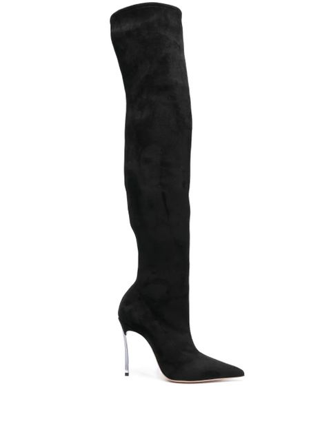 Casadei Blade 110mm thigh-high suede boots - Black - zdjęcie produktu nr 1
