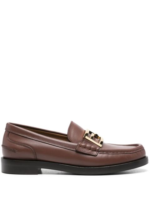 FENDI FF-logo loafers - Brown