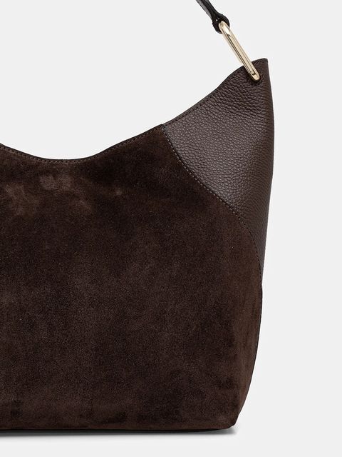 Furla torebka zamszowa Lara M Hobo kolor brązowy WB01900 BX1895 4286S - zdjęcie produktu nr 2