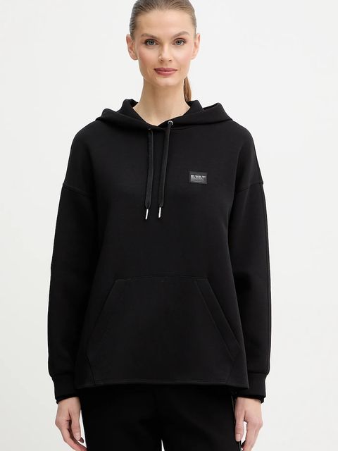 Armani Exchange bluza damska kolor czarny z kapturem gładka XW000987 AF10818 - zdjęcie produktu nr 1