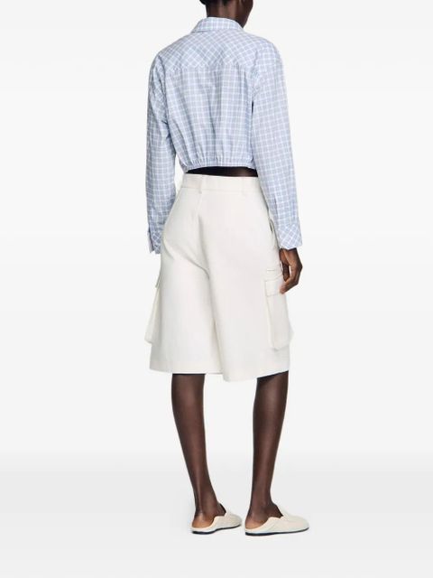 SANDRO wide-leg cotton bermuda shorts - White