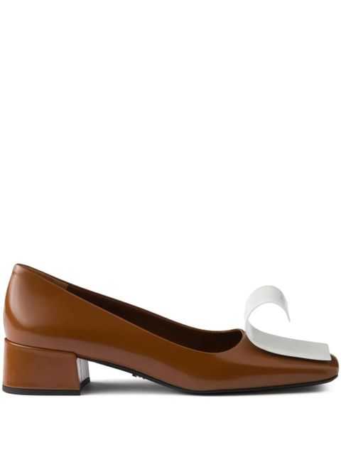 Prada 35mm two-tone brushed-leather pumps - Brown - zdjęcie produktu nr 1