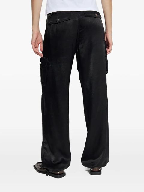GANNI satin cargo trousers - Black