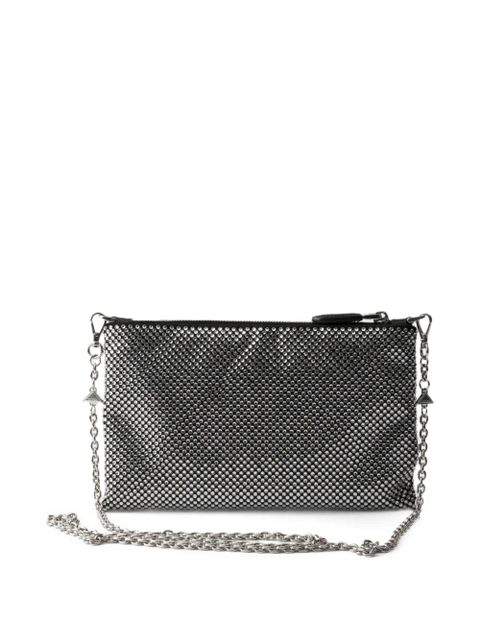 Prada mini crystal-studded cross body bag - Silver