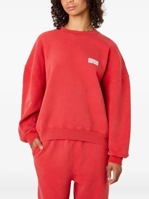 American Vintage Plizzy logo-patch crew-neck sweatshirt - Red