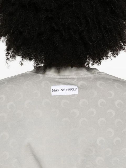 Marine Serre moon fleece cropped sweatshirt - Grey