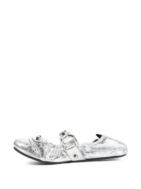 Balenciaga studded strap ballet flats - Silver