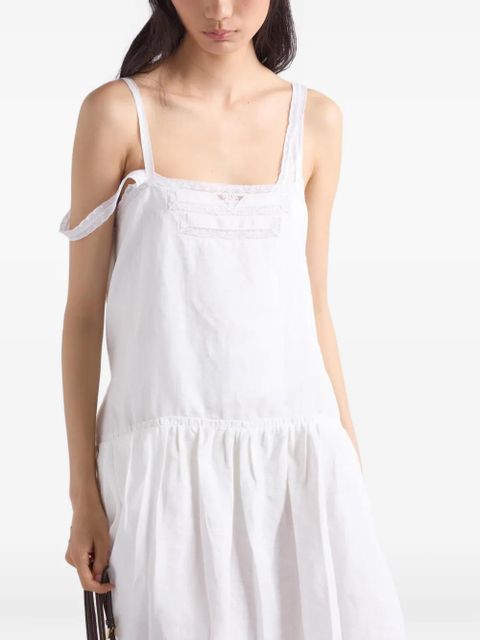 Prada embroidered linen dress - White