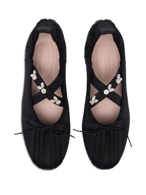 Simone Rocha pleated crystal-embellished ballet flats - Black - zdjęcie produktu nr 2