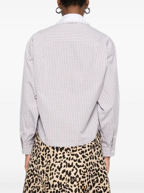 SANDRO checked Peter Pan collar shirt - Neutrals