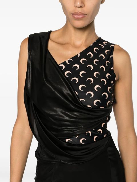 Marine Serre Crescent Moon-print asymmetric dress - Black