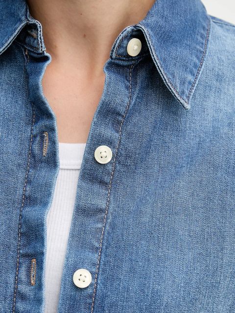 Calvin Klein Jeans koszula jeansowa damska kolor niebieski relaxed z kołnierzykiem klasycznym LV047D758G