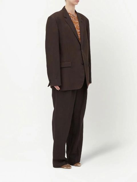 Maison Margiela single-breasted wool-linen blazer - Brown