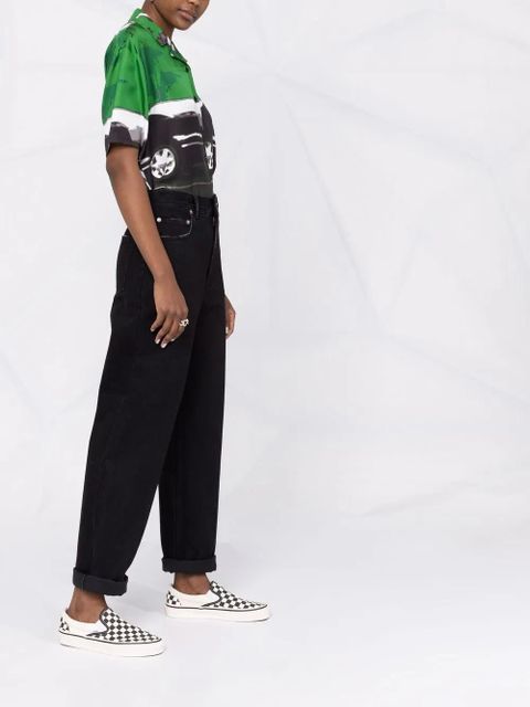 Golden Goose logo-patch straight-leg trousers - Black