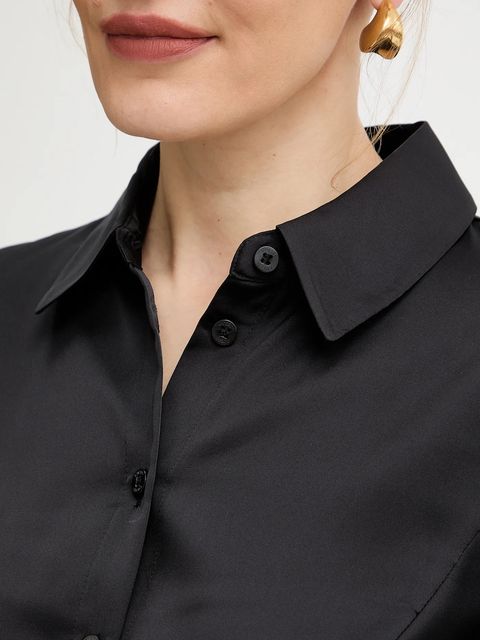 Guess koszula FERNANDA damska kolor czarny regular z kołnierzykiem klasycznym W5BH83 WF1T2