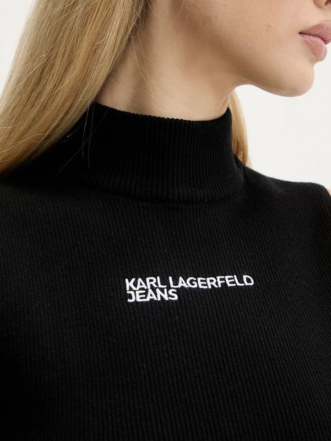 Karl Lagerfeld Jeans top kolor czarny z półgolfem A3W18013